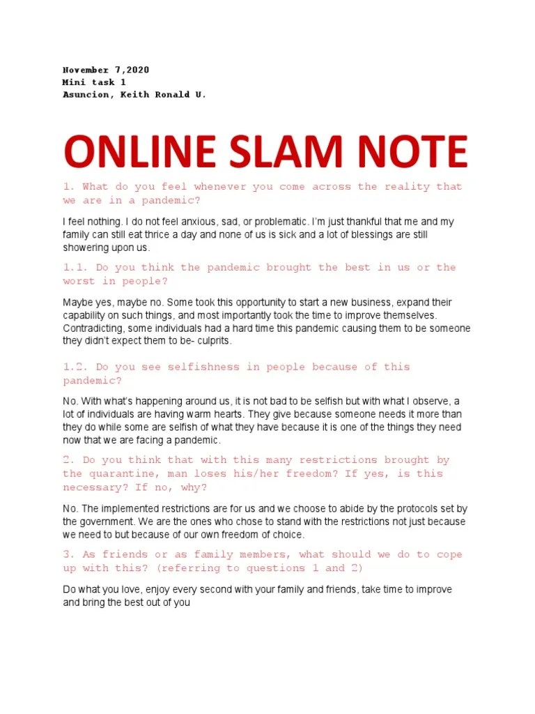 My Online Slam Note PDF