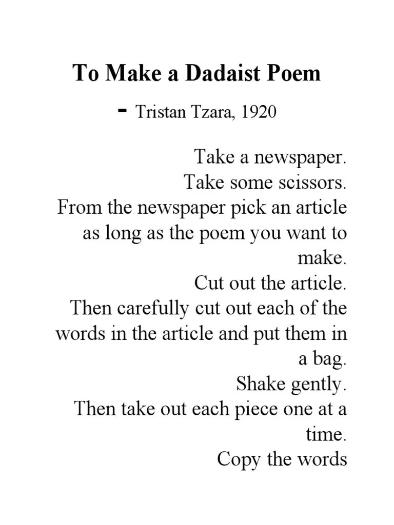 To Make A Dadaist PoemTzara PDF