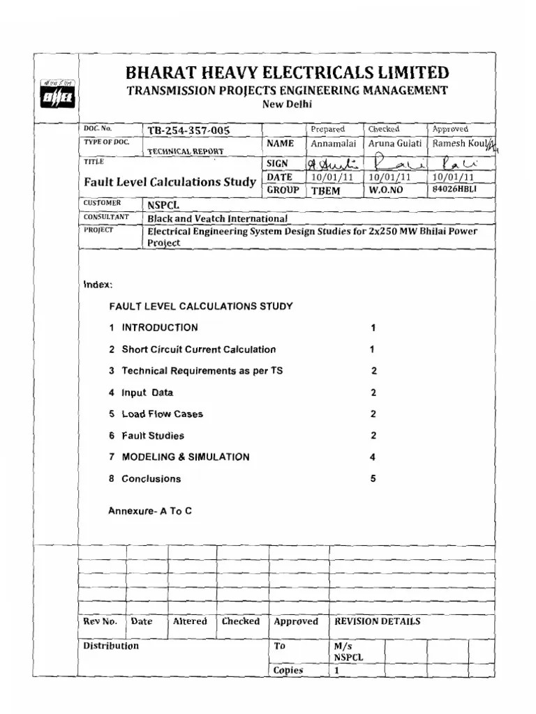 Short Circuit Report Electric Power System Power (Physics)