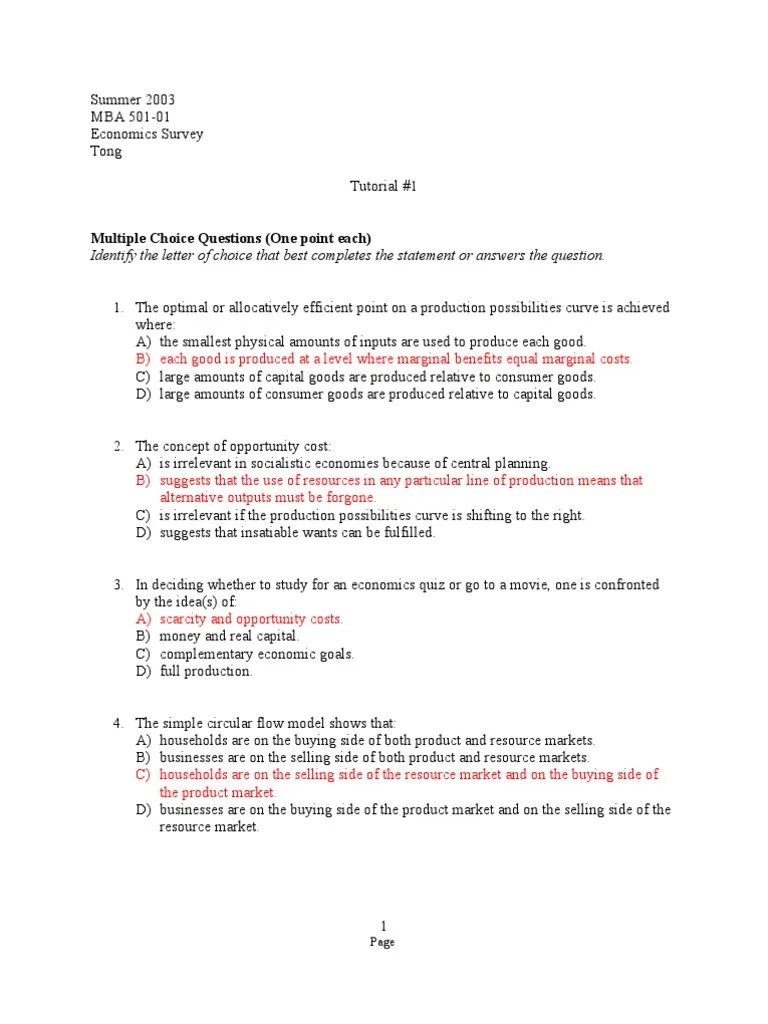 Tutorial 1 with answers Supply And Demand Demand Curve