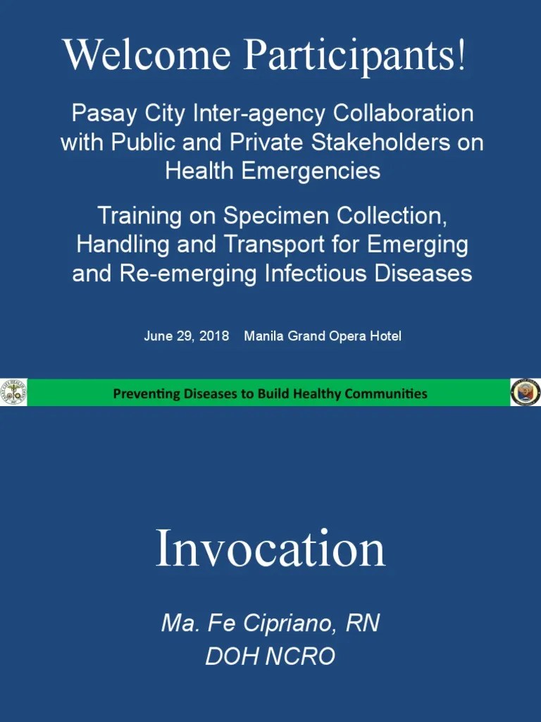 Pasay Specimen Collection Handling and Transport Training Download Free PDF Biostatistics