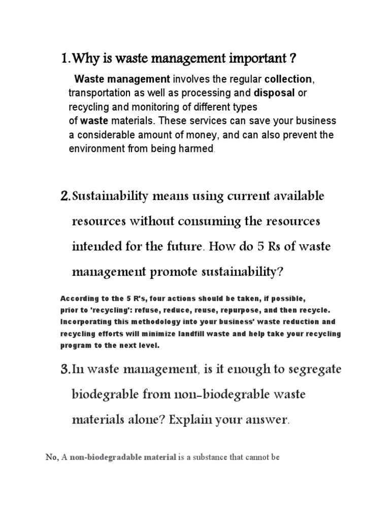 Why Is Waste Management Important PDF