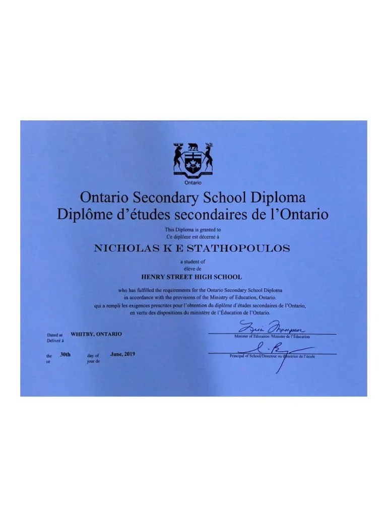 Ontario Secondary School Diploma PDF