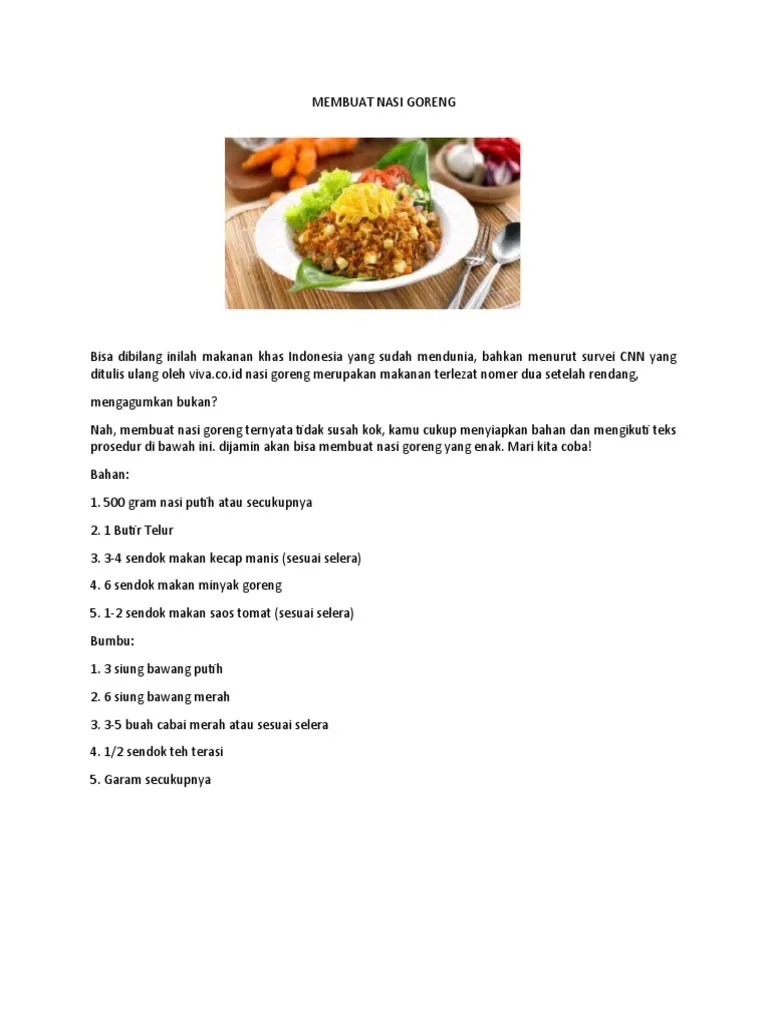 Membuat Nasi Goreng | PDF