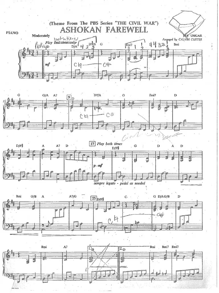 Ashokan Farewell Piano PDF