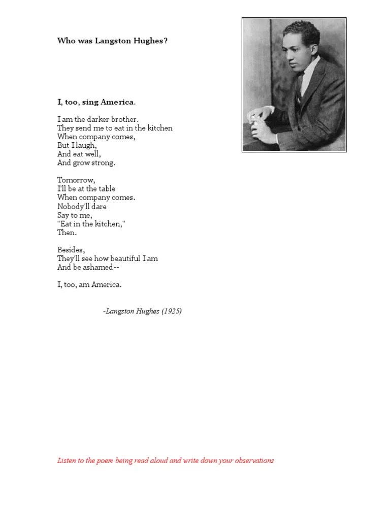Langston Hughes Lesson Materials PDF Adjective Adverb