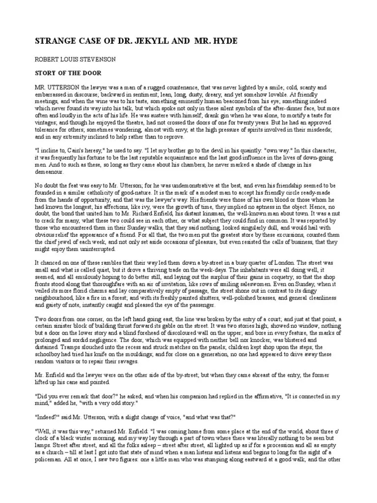 Strange Case of Dr. Jekyll and Mr. Hyde Story of The Door PDF