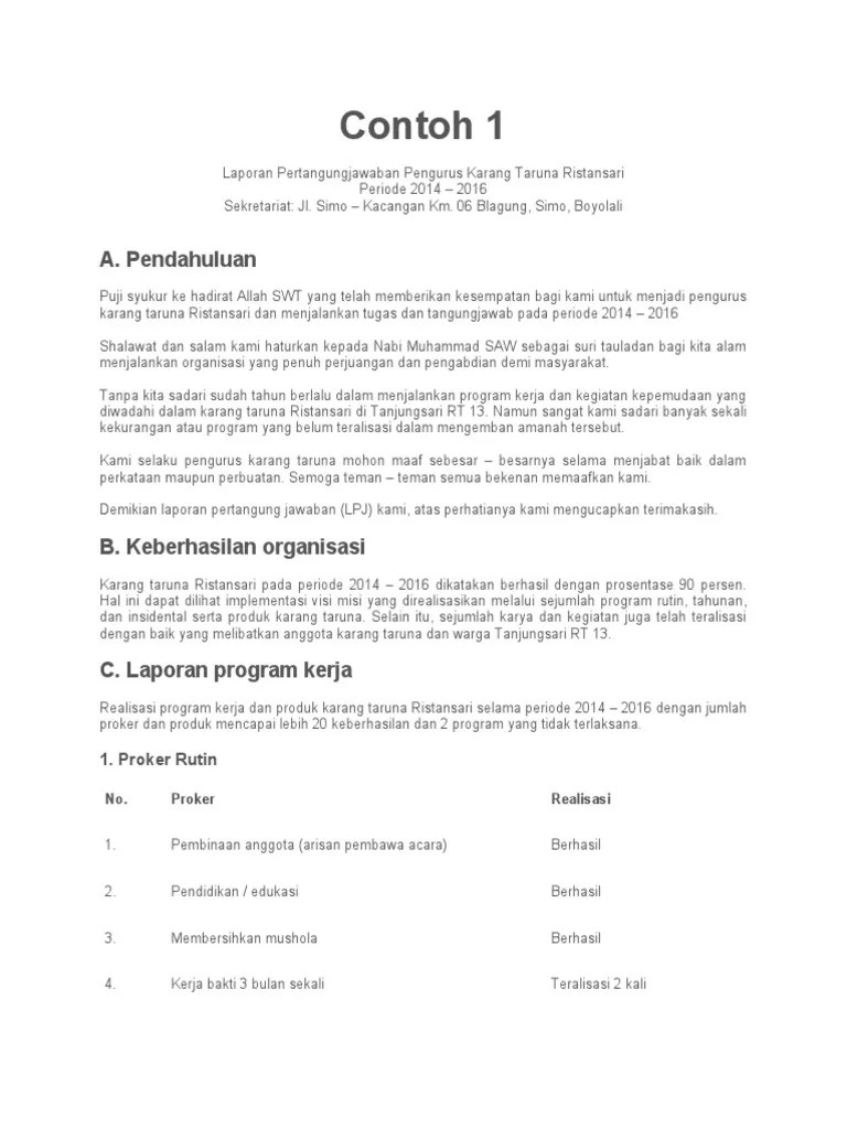 Contoh LPJ Karang Taruna | PDF