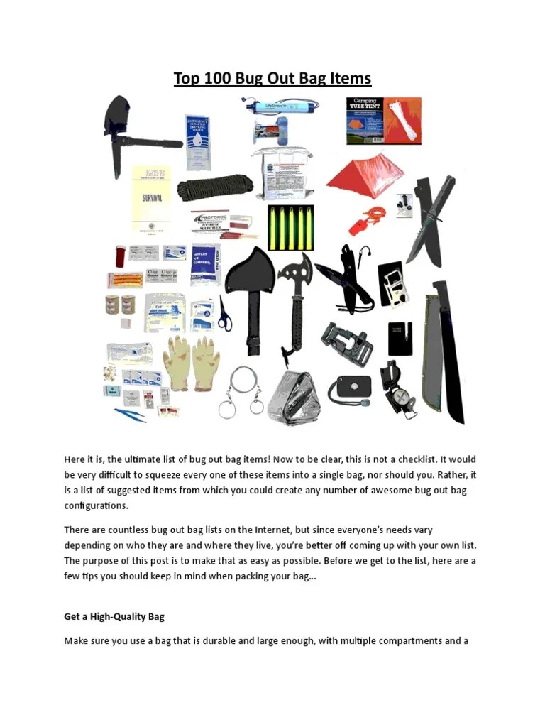 Top 100 Bug Out Bag Items PDF Battery Charger Shaving