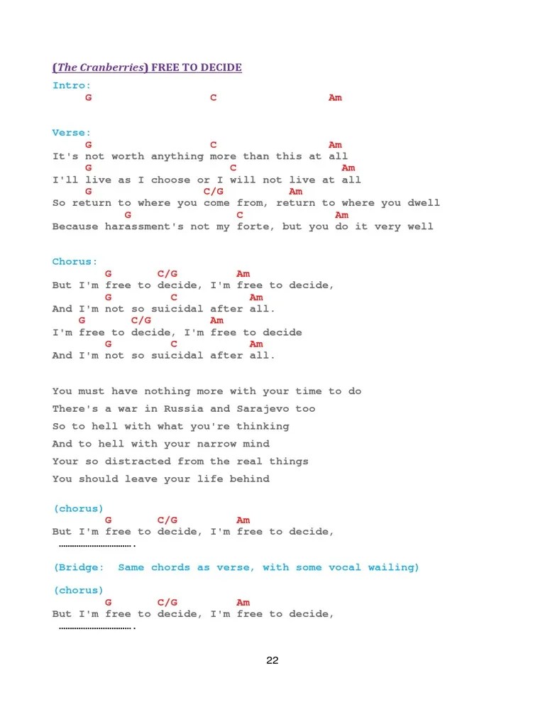 10 Cranberries Free To Decide PDF PDF