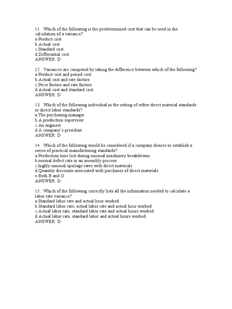 Cost Accounting Questions and Answers Part 3 PDF