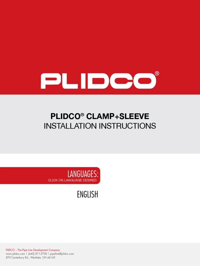 Plidco Clamp+Sleeve Installation Instructions PDF Pipe (Fluid