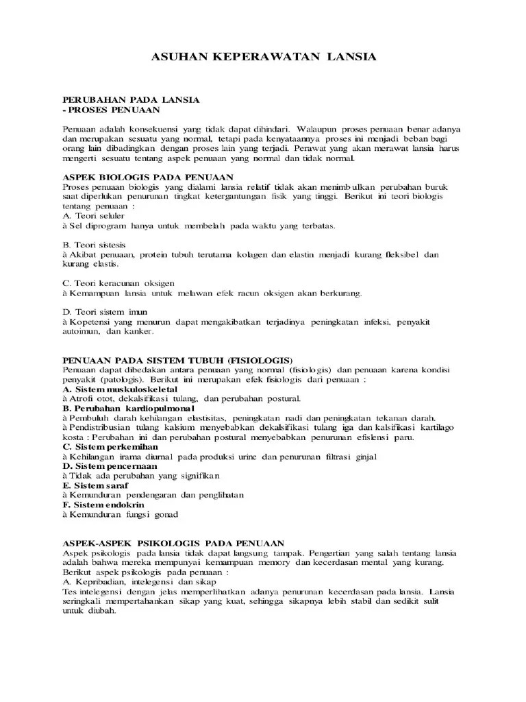 Asuhan Keperawatan Lansia PDF | PDF