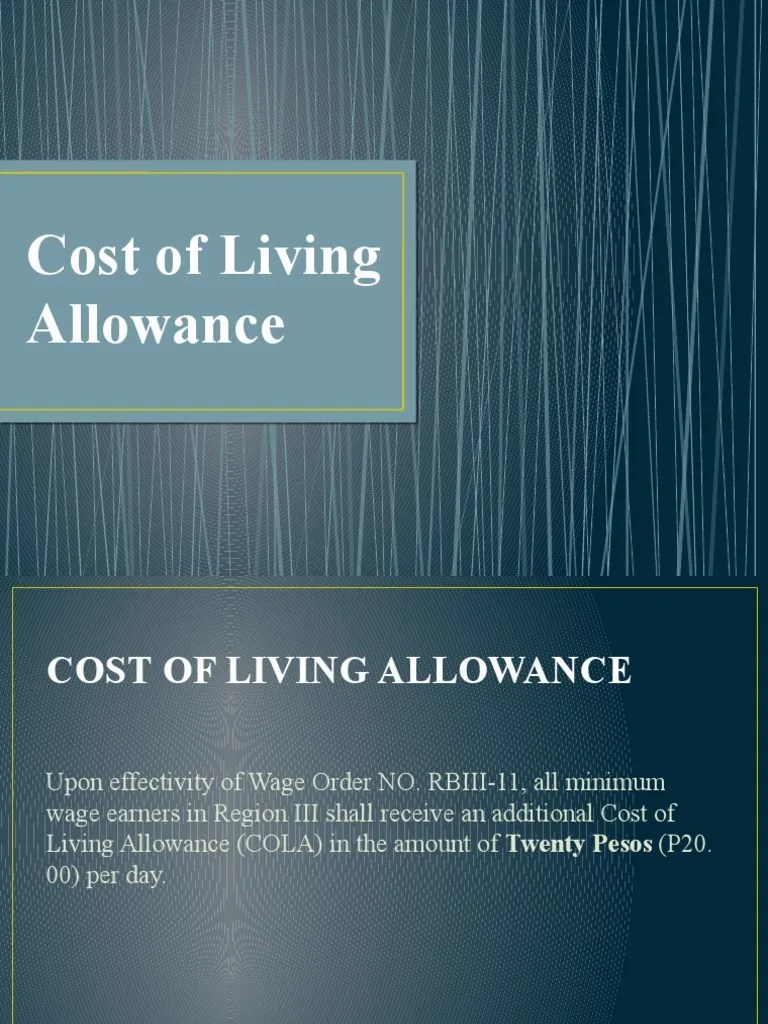 Cost of Living Allowance PDF