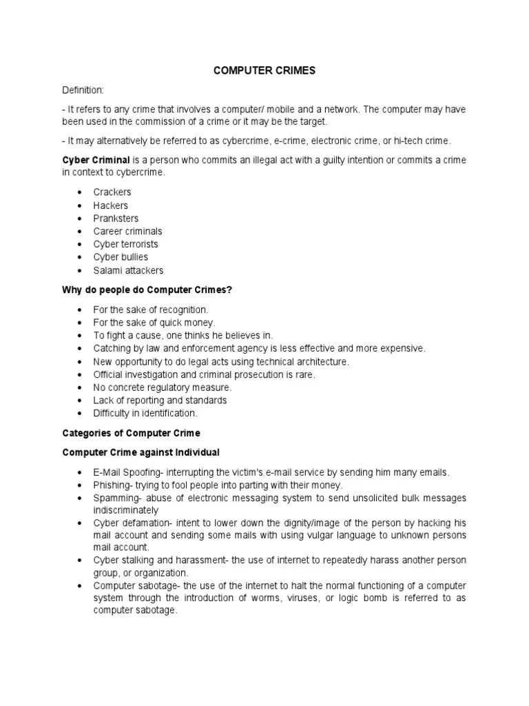 Understanding the Threat A Comprehensive Guide to Computer Crimes