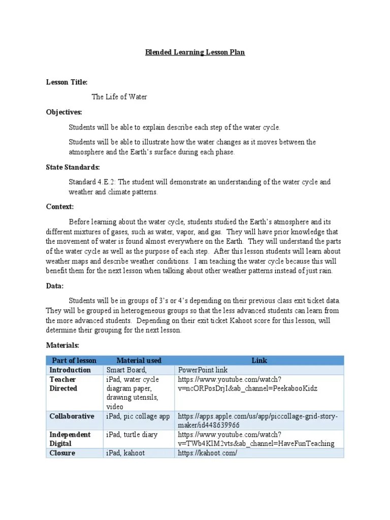 Blended Learning Lesson Plan PDF Learning Cognition