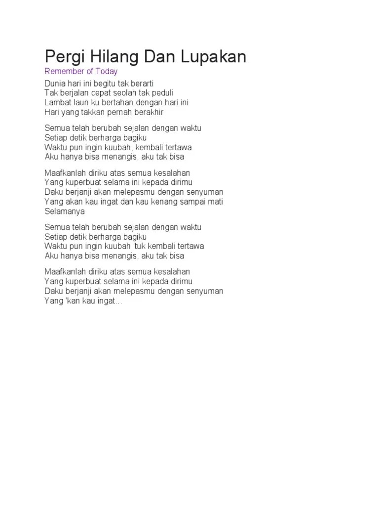 Maafkanlah Diriku Atas Semua Kesalahan Lirik