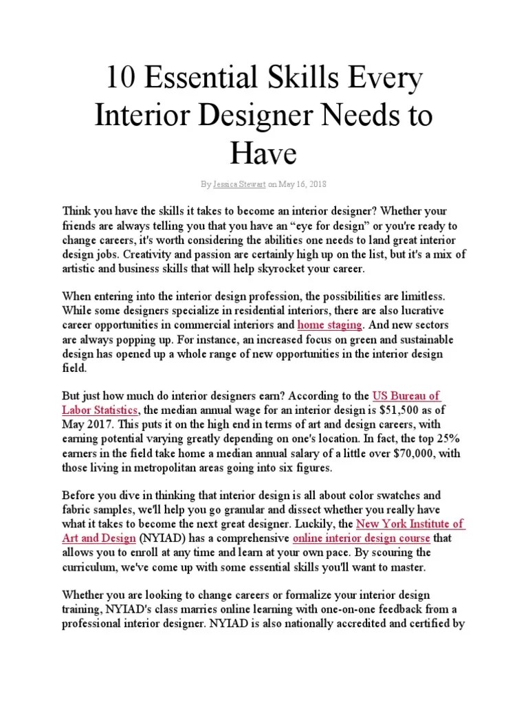 10 Essential Skills Every Interior Designer Needs To Have PDF