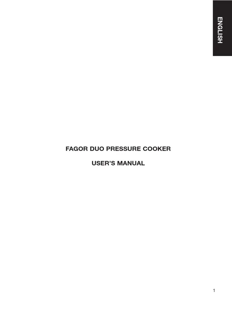 A Comprehensive User Manual for the Fagor DUO Pressure Cooker | PDF