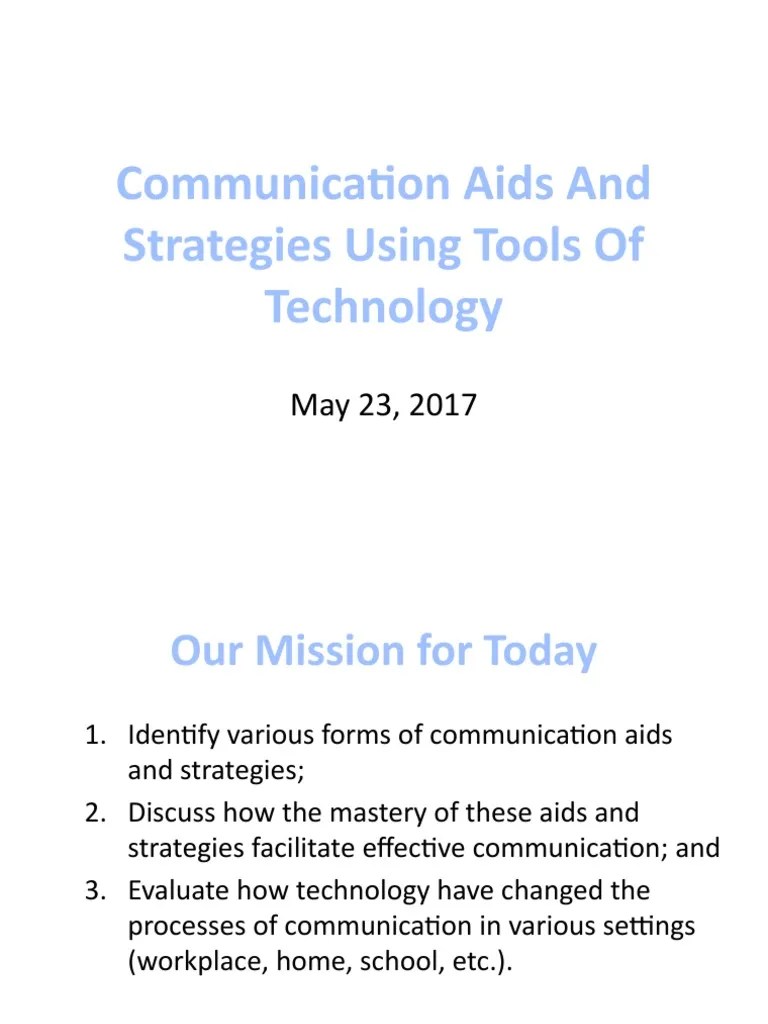 Communication Aids and Strategies Using Tools of Technology PDF