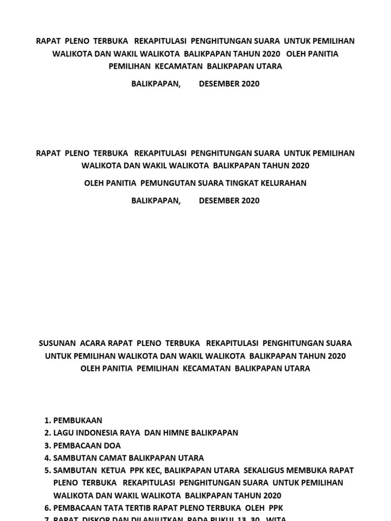 Susunan Acara Rapat Pleno | PDF