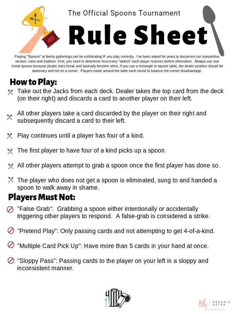 11+ Spoons Card Game Rules Pdf MussaratKlara
