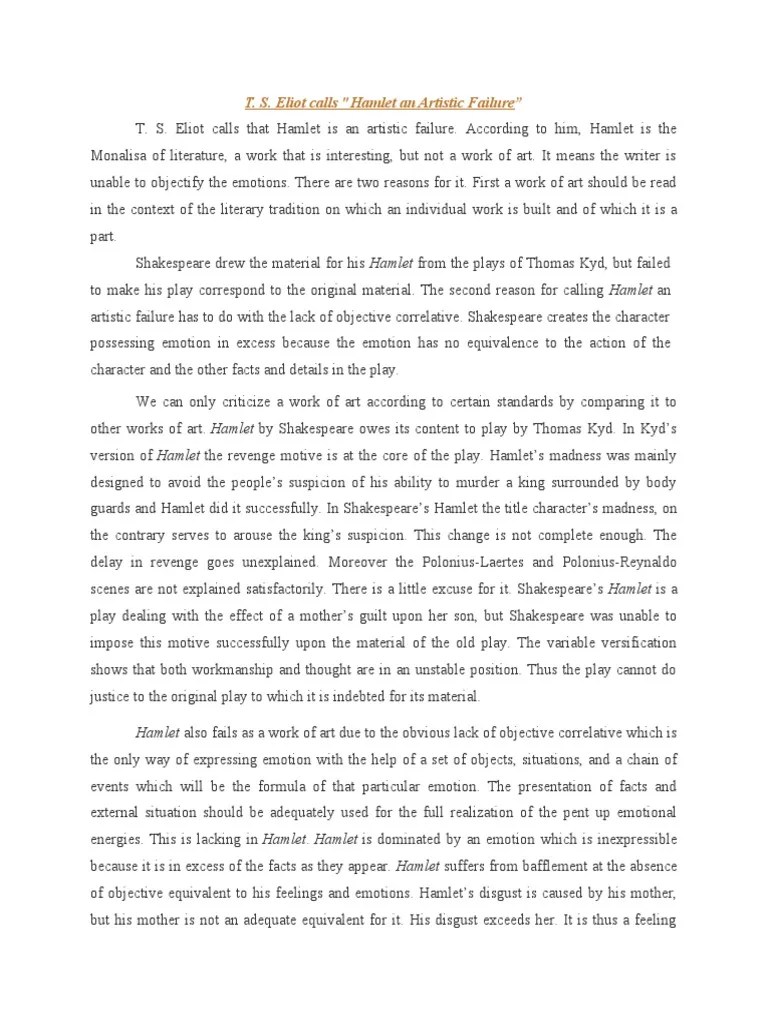 Hamlet and His Problems 3 PDF Psychology Psychological Concepts