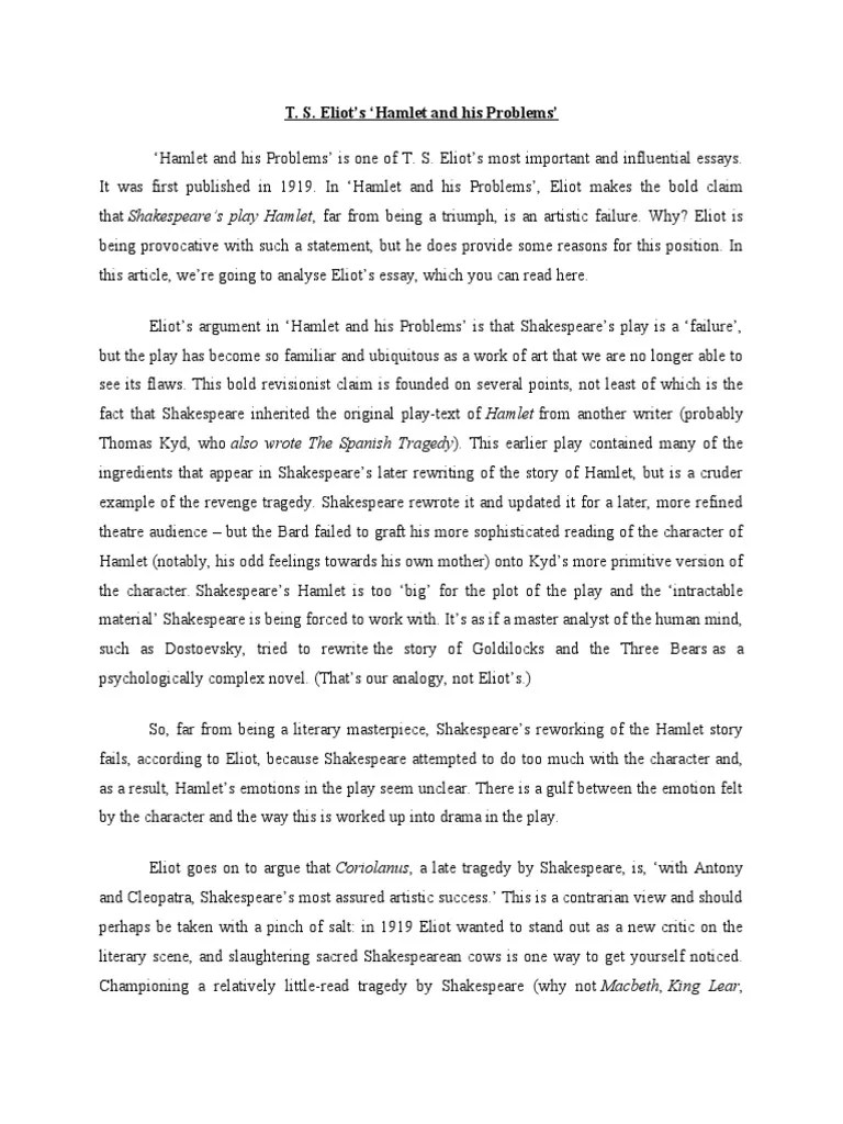 Hamlet and His Problems PDF Poetry