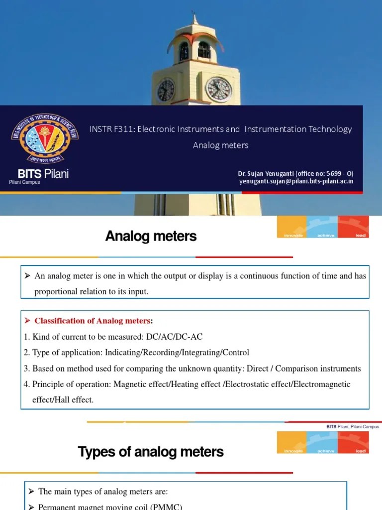 BITS Pilani INSTR F311 Electronic Instruments and Instrumentation