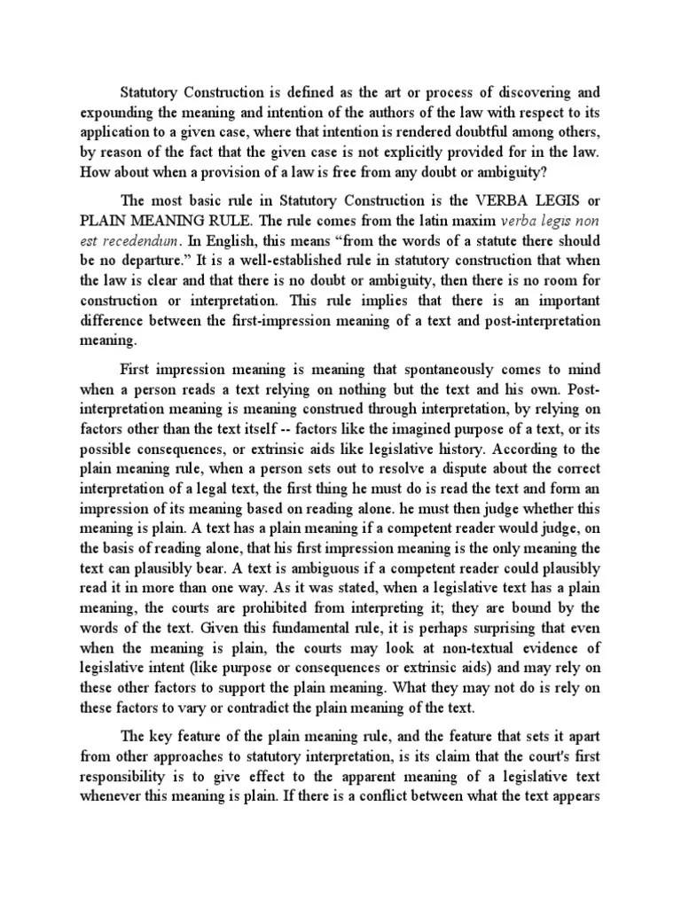 Est Recedendum. in English, This Means "From The Words of A Statute