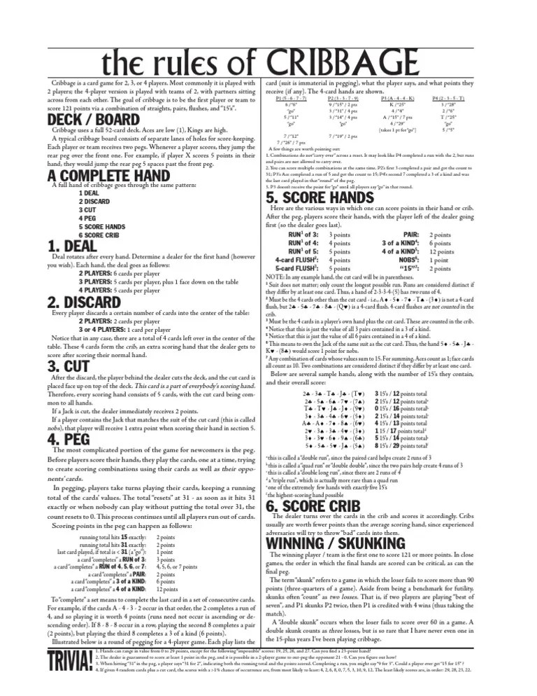 Cribbage Rules Printable Printable Word Searches Cribbage Rules Printable Printable Word Searches