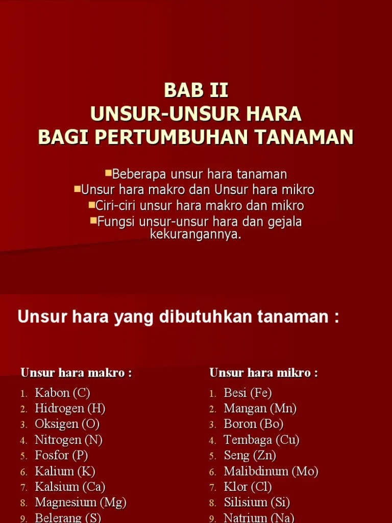 Bab Ii Unsur Hara Bagi Pertumbuhan Tanaman | PDF