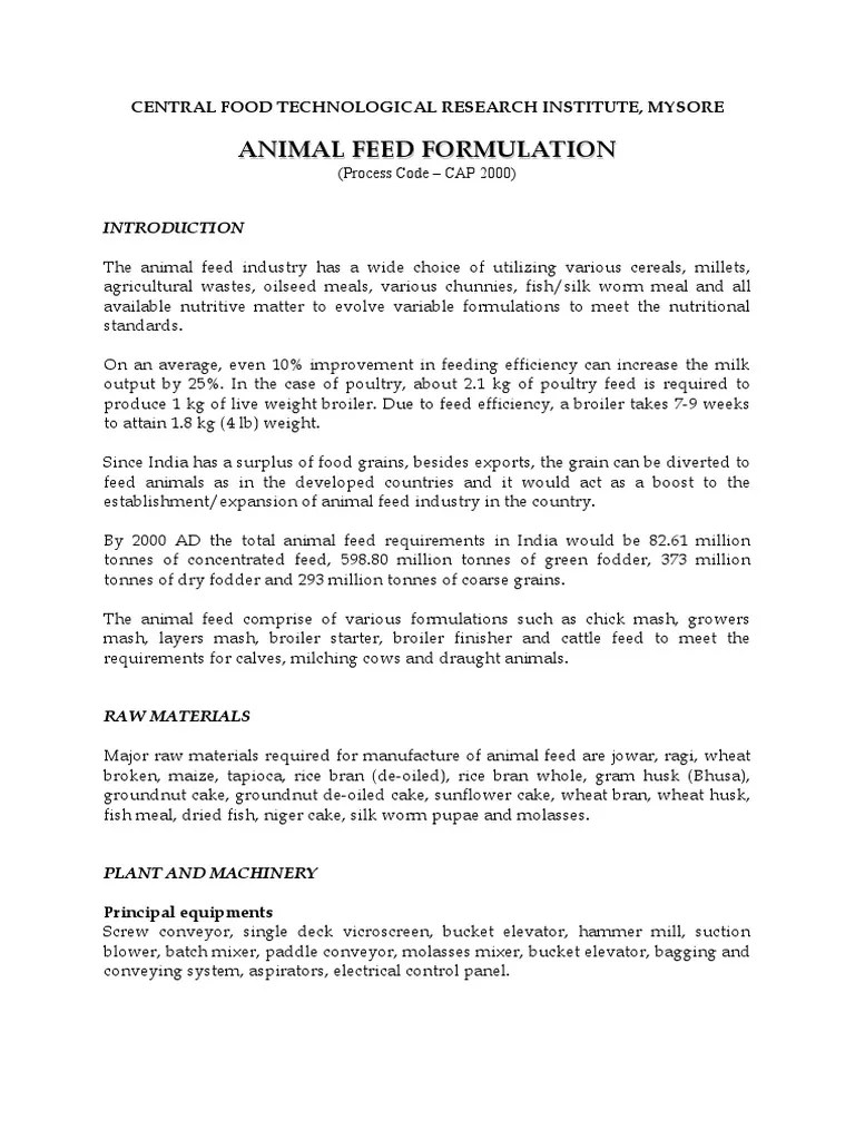 Guidelines for Optimal Animal Feed Formulation and Manufacturing