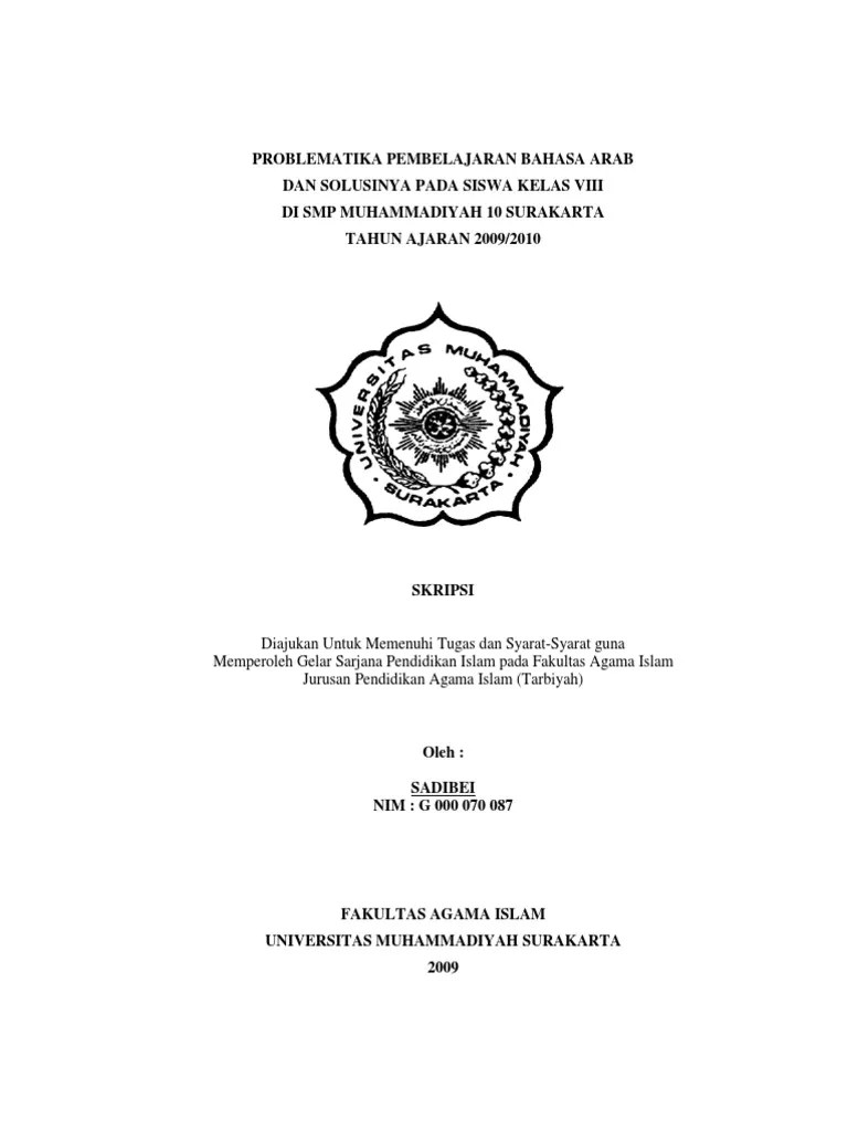 (Skipsi) Problematika Pembelajaran Bahasa Arab | Pdf