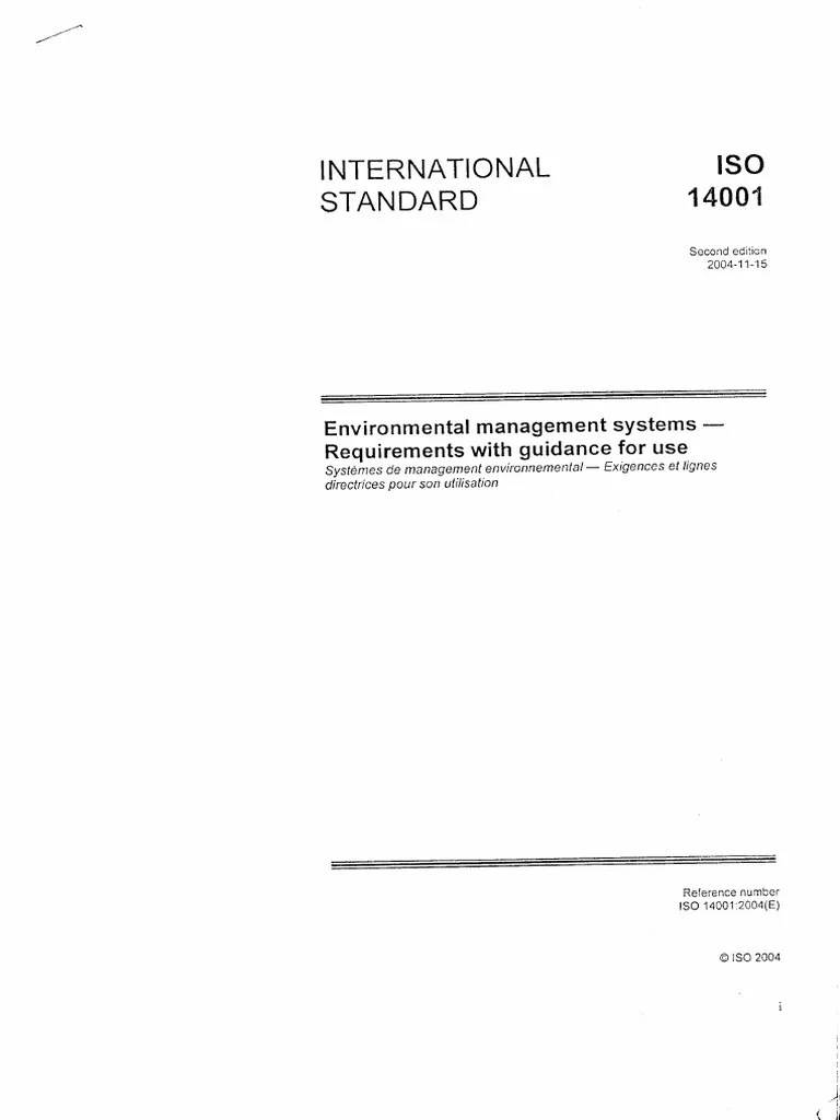 International Standard 1 4001 Environmental Management Systems