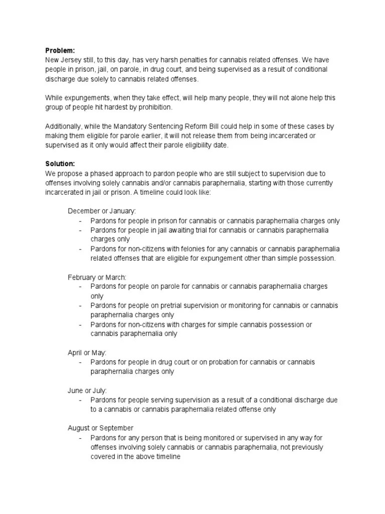 New Jersey Marijuana Pardon Proposal PDF Pardon Parole