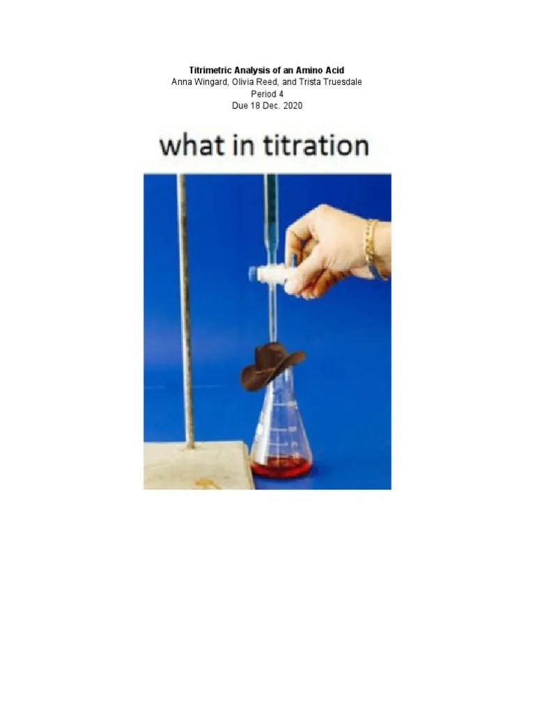 Titrimetric Analysis of An Amino Acid PDF Titration Chemistry