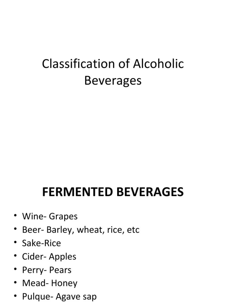 Classification of Alcoholic Beverages PDF