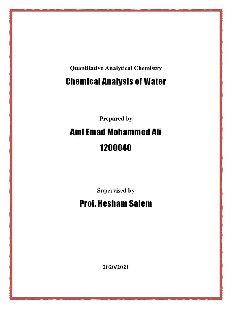 Chemical Analysis of Water PDF Alkalinity Ph
