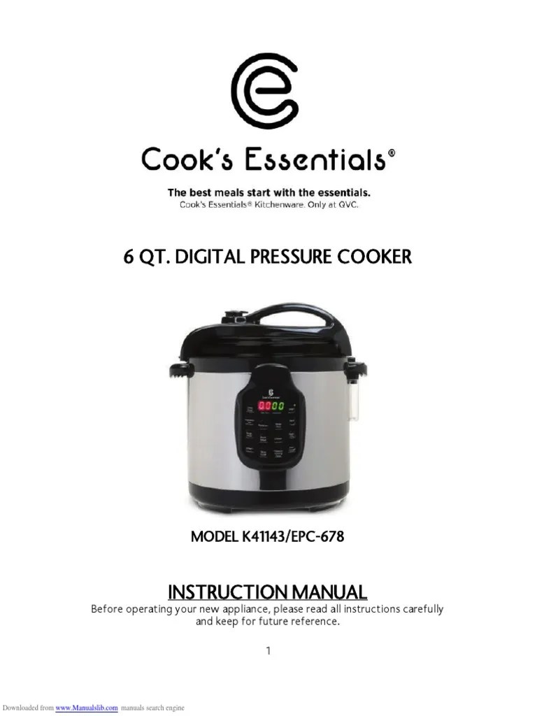 QVC Cook's Essential Pressure Cooker PDF