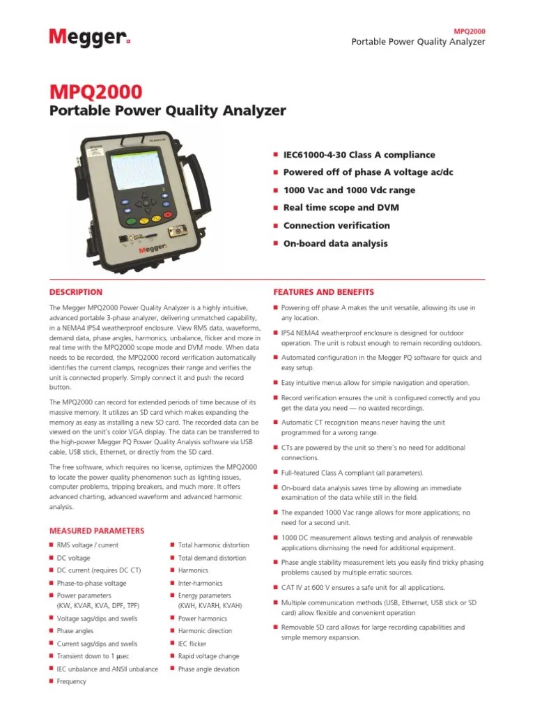 Power Quality Analyser MPQ2000 | PDF | Electric Power | Electronics