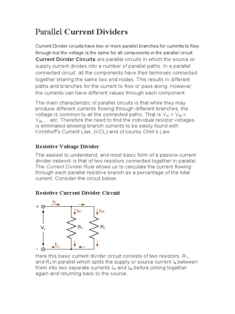 Parallel Current Dividers PDF Series And Parallel Circuits