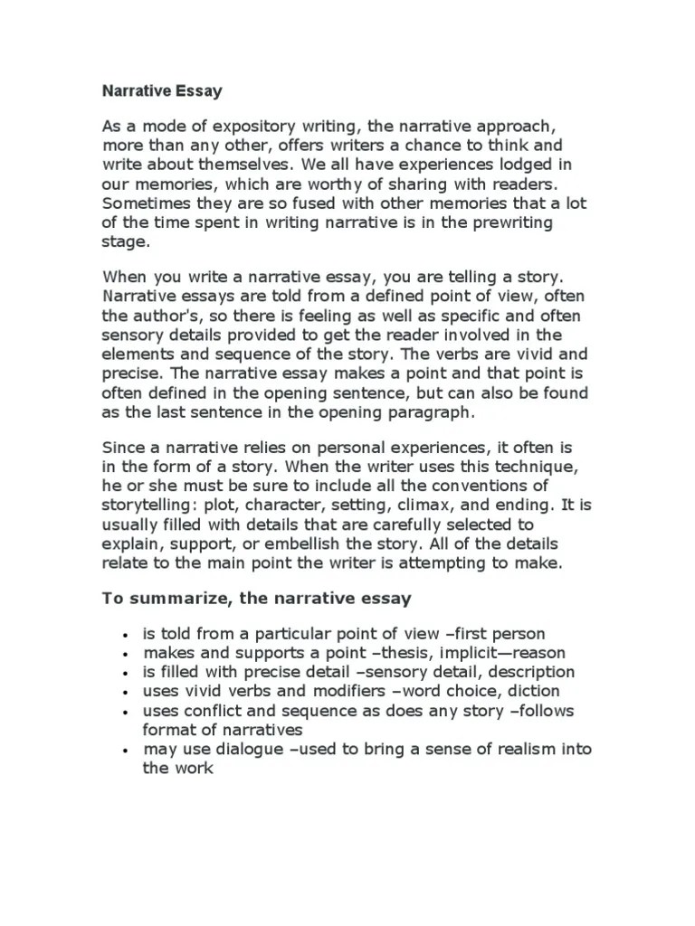 Narrative Essay Narrative Essays Free 30day Trial Scribd