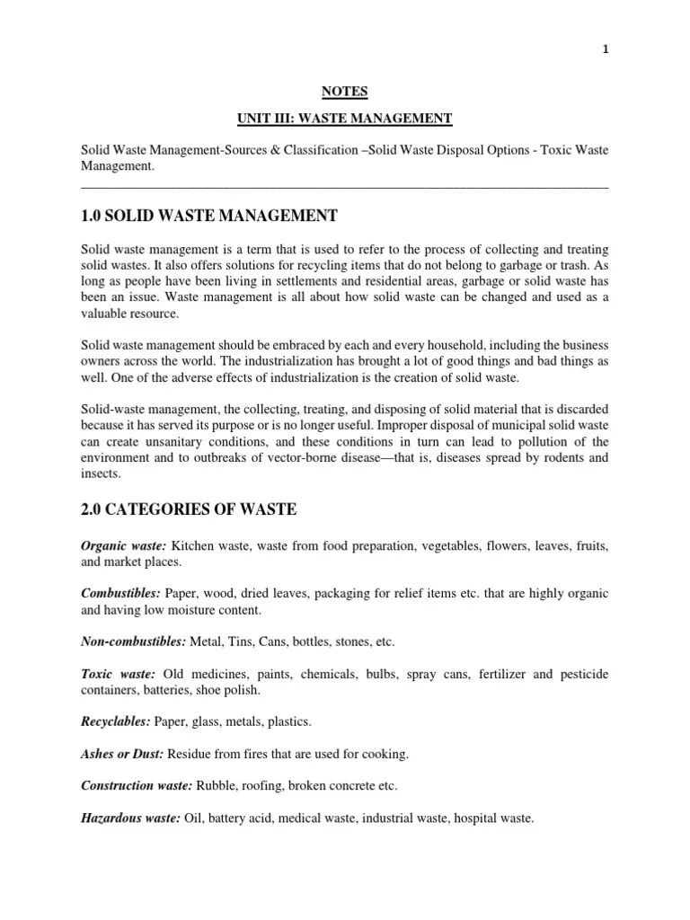 Unit 3 Solid Waste Management NOTES PDF Radioactive Waste