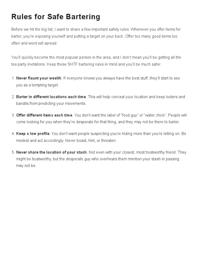 17 Best Bartering Items To Stockpile For When SHTF Super Prepper