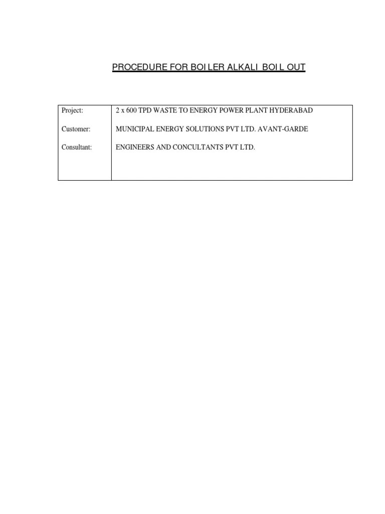 Alkali Boil Out Procedure Rev1 PDF Boiler Water