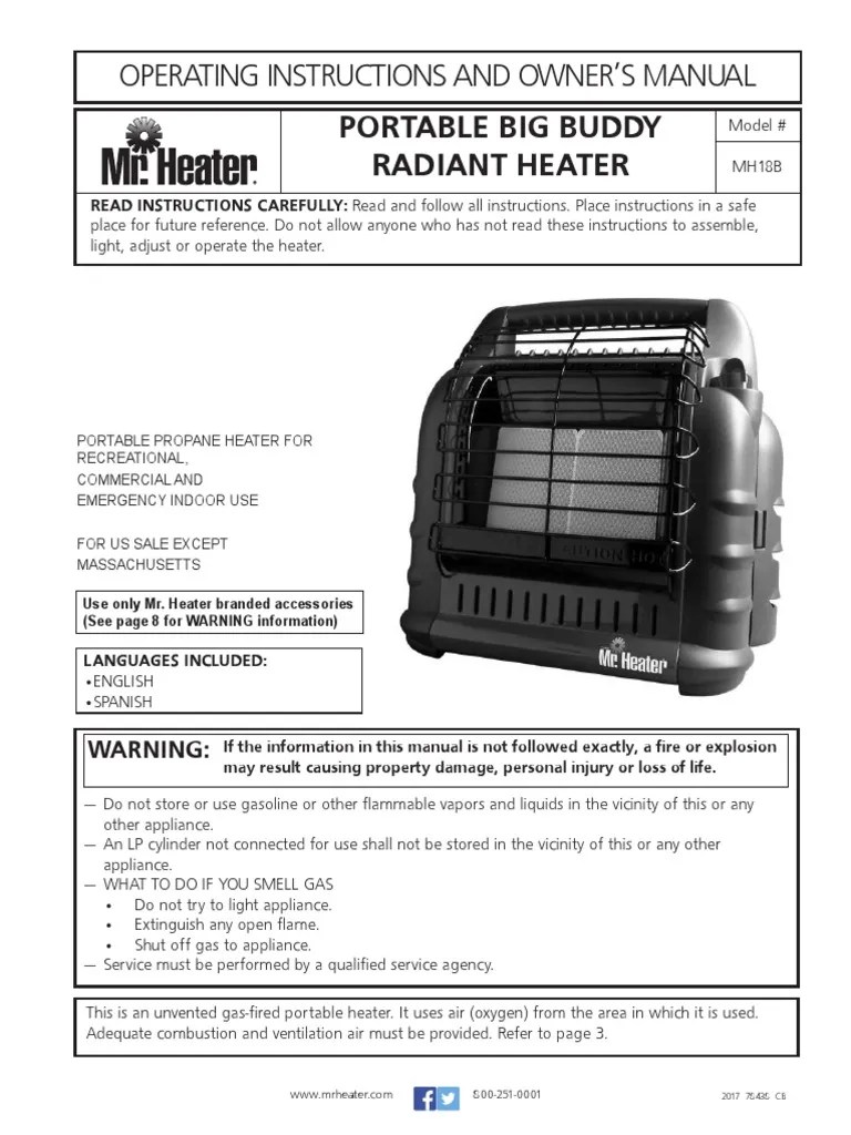 Operating Instructions and Owner'S Manual Portable Big Buddy Radiant