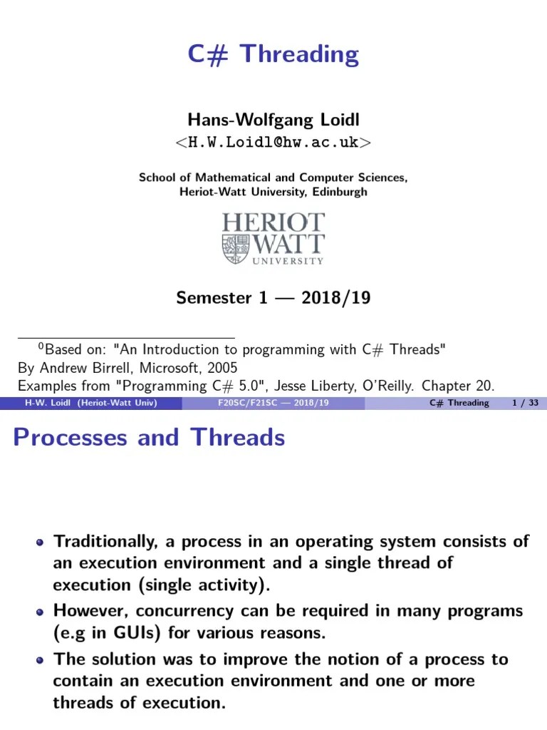 C Threading HansWolfgang Loidl PDF Concurrent Computing Thread