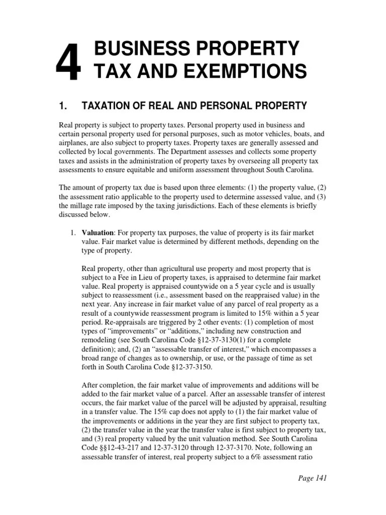 Business Property Tax and Exemptions PDF Real Estate Appraisal