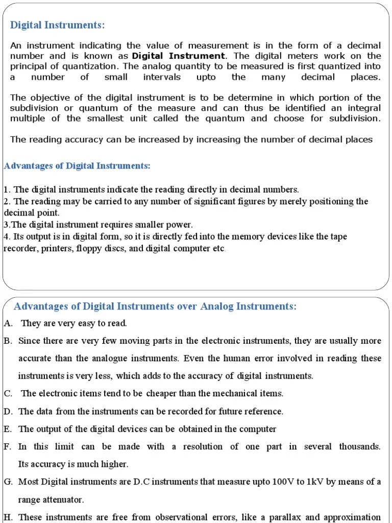 Advantages of Digital Instruments PDF Digital To Analog Converter